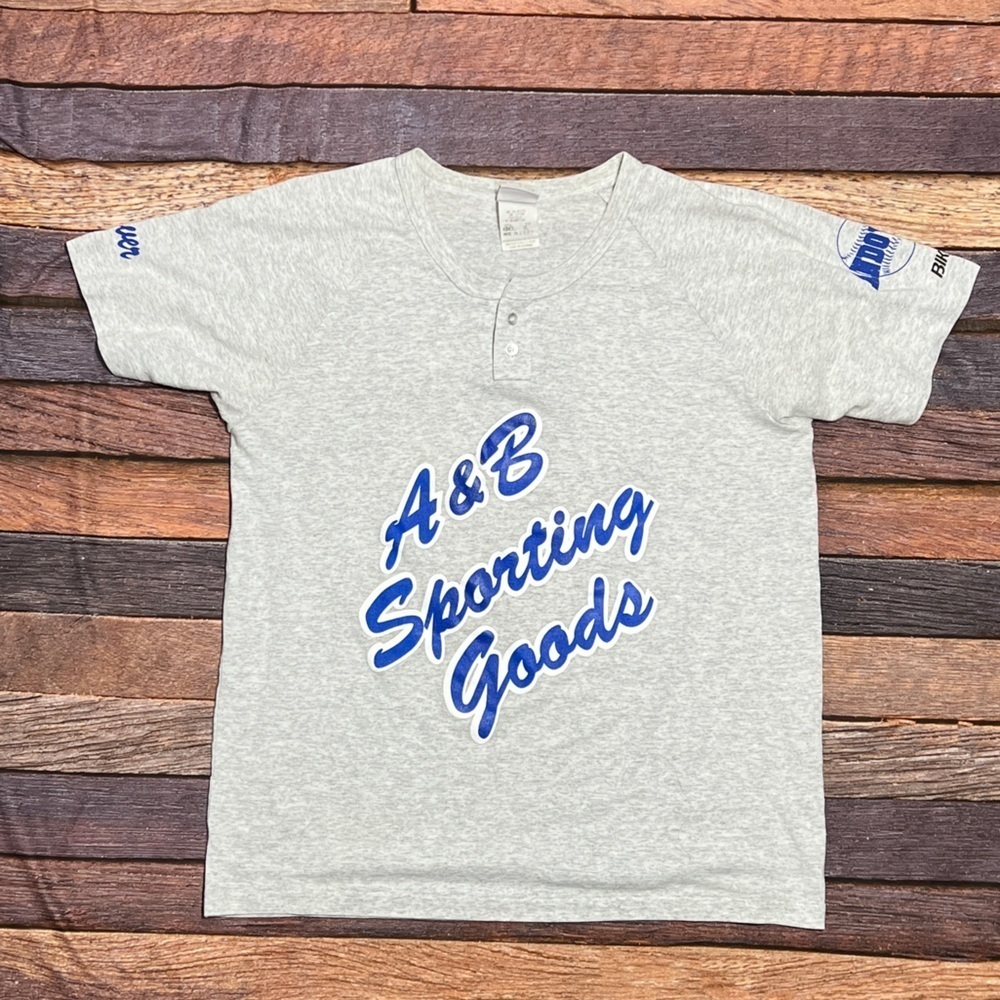 Vintage Softball Baseball A & B Sporting Goods 1990s Bike Gray Jersey Tshirt